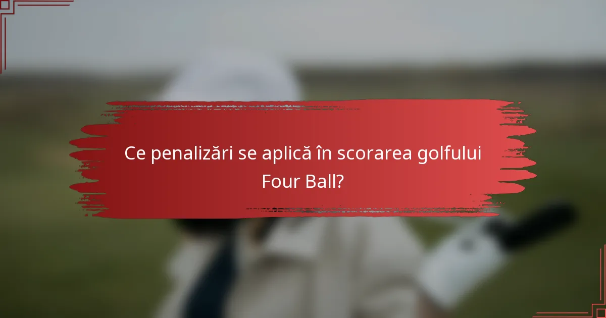 Ce penalizări se aplică în scorarea golfului Four Ball?