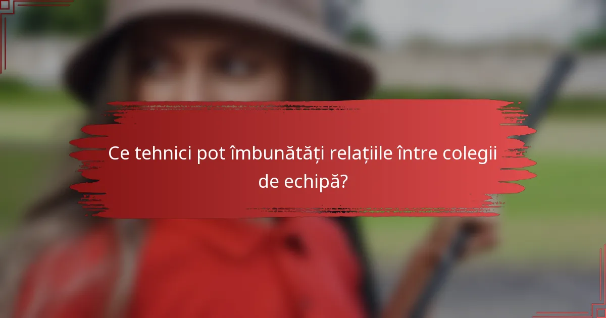 Ce tehnici pot îmbunătăți relațiile între colegii de echipă?