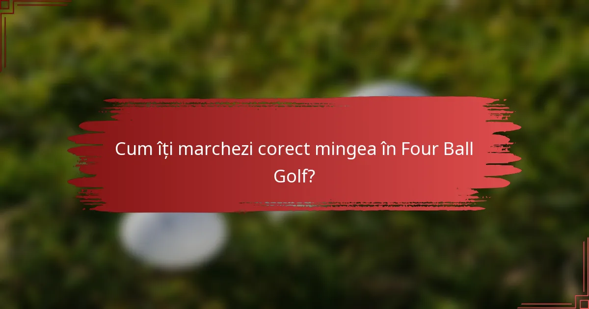 Cum îți marchezi corect mingea în Four Ball Golf?
