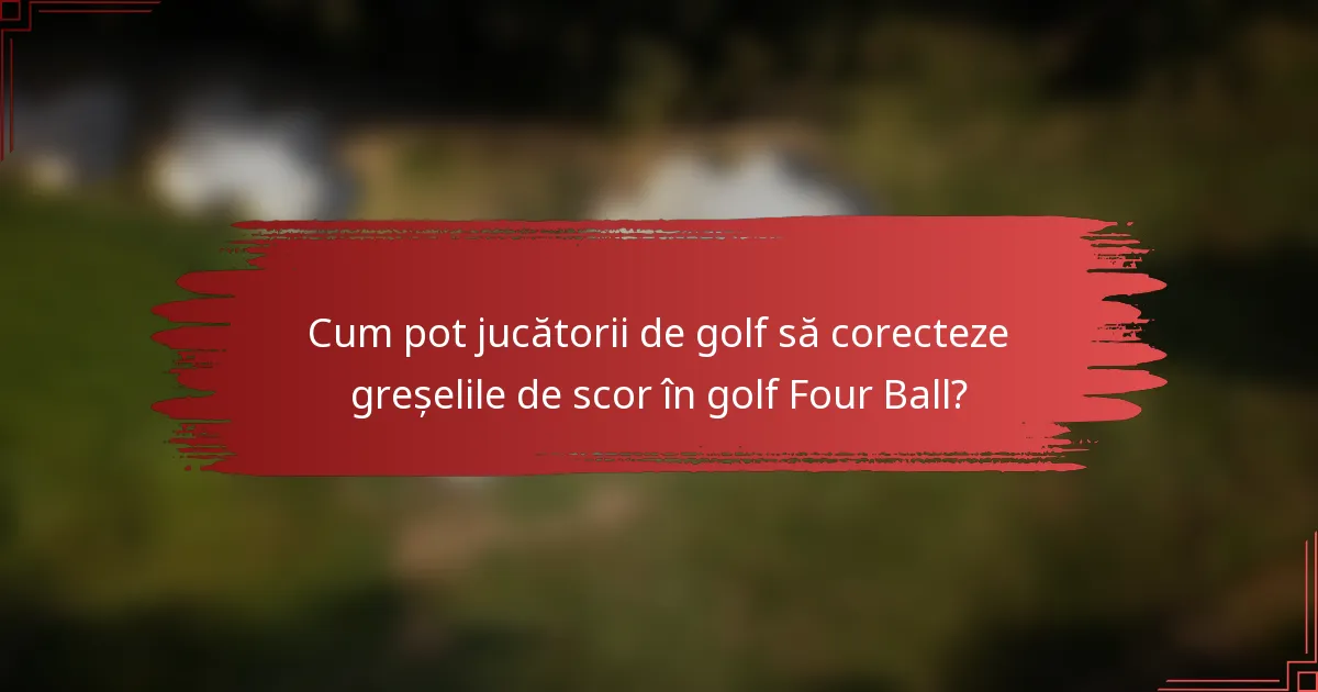 Cum pot jucătorii de golf să corecteze greșelile de scor în golf Four Ball?