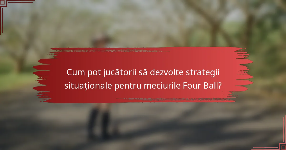 Cum pot jucătorii să dezvolte strategii situaționale pentru meciurile Four Ball?